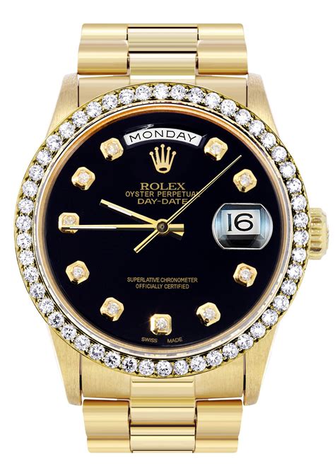 rolex black rotationg diamond watch|Rolex yellow gold watch.